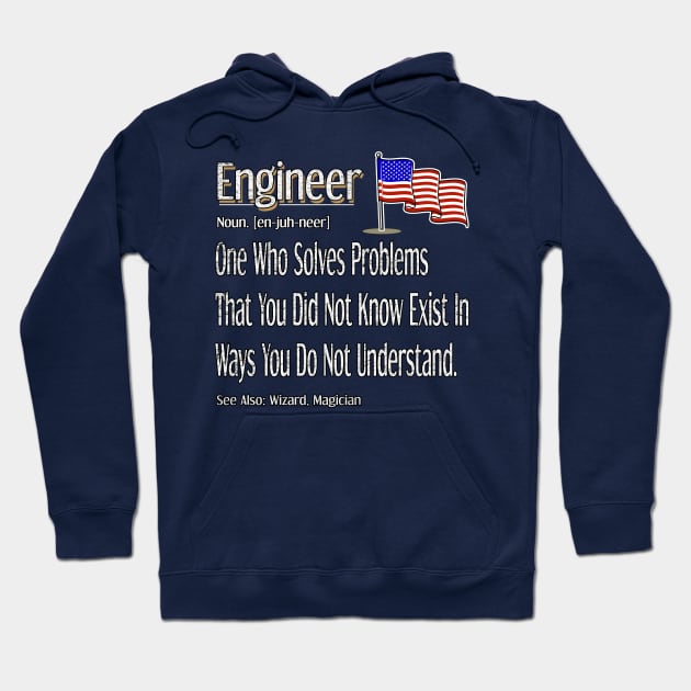 Funny Engineer Definition Awesome Engineering Gift With Us Flag Graphic Hoodie by Inspireshirt